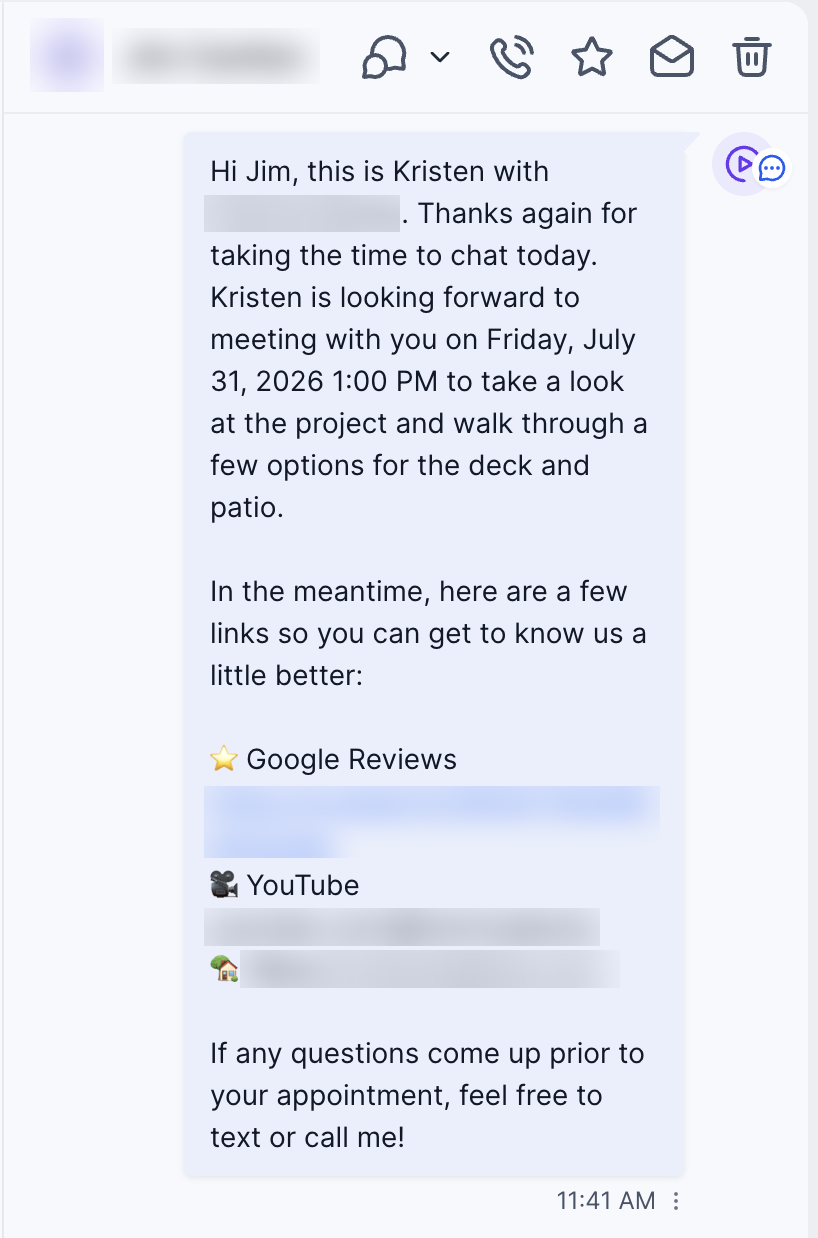 Estimate appointment booked and confirmed automatically