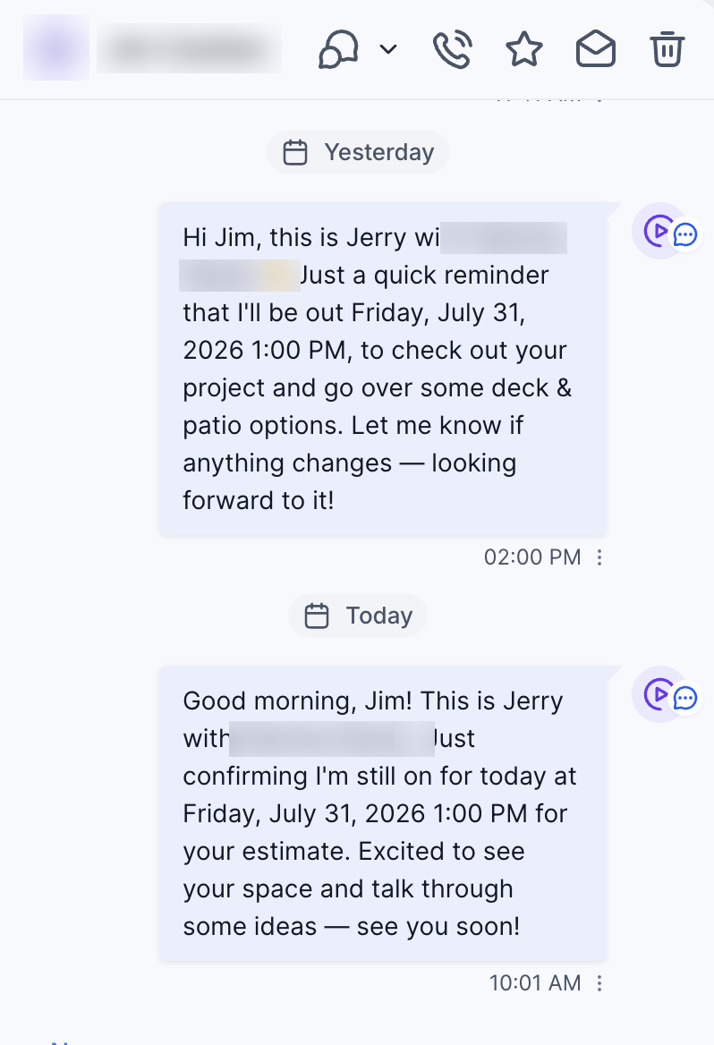 Automatic day-before and day-of appointment reminders
